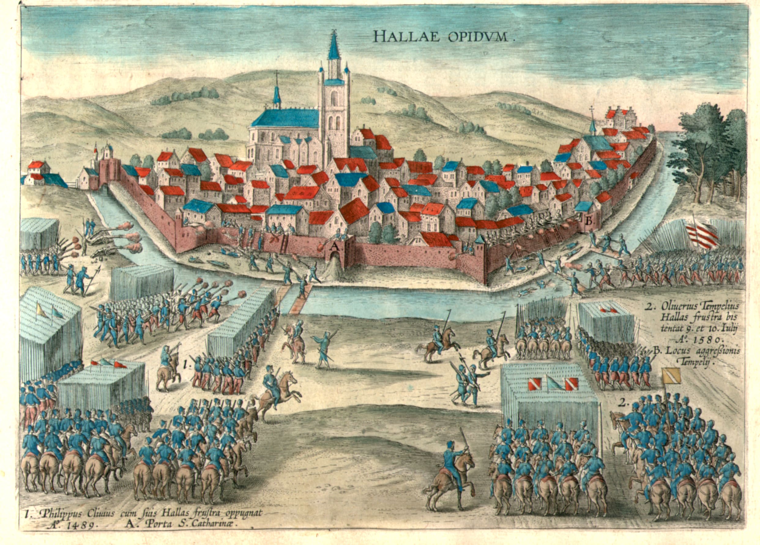 Ingekleurde gravure door Cornelis Galle uit Diva Virgo Hallensis van Justus Lipsius