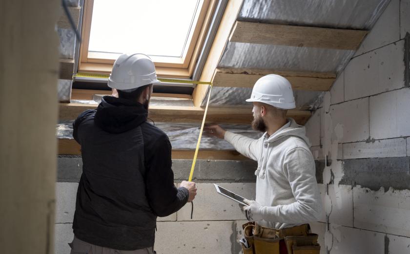 2 mannen werken controleren een dak
